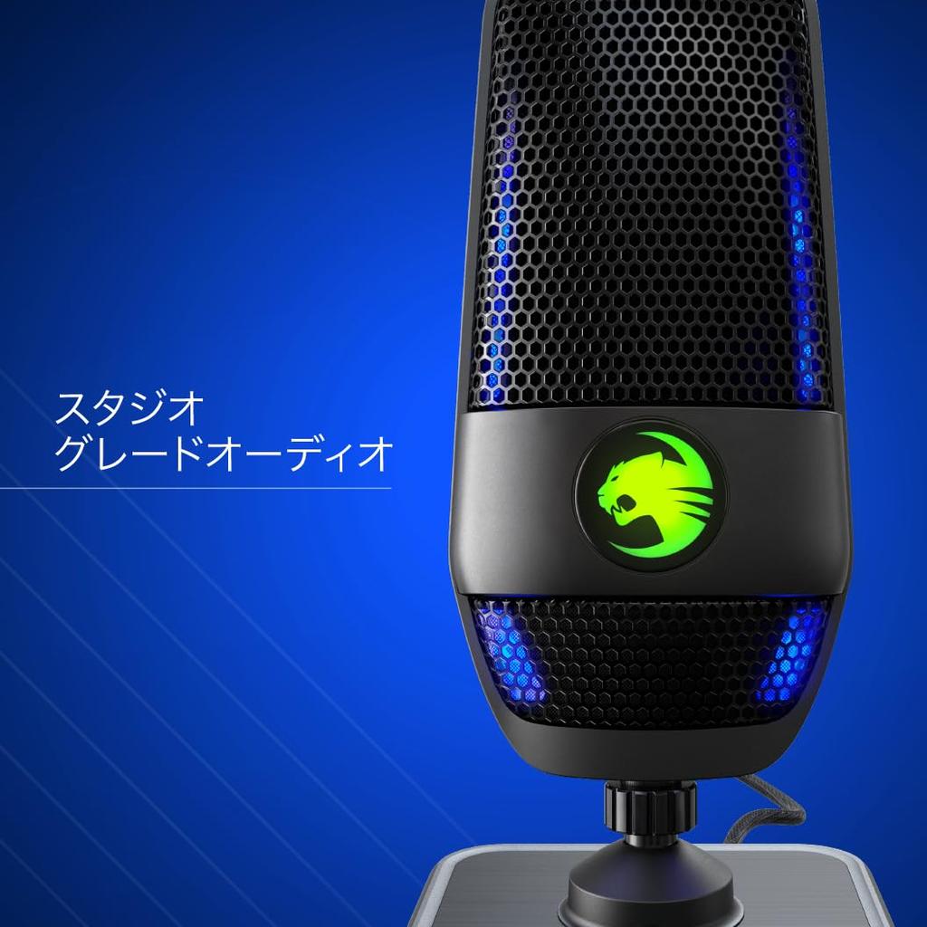ROCCAT Condenser Microphone Torch USB Gaming Microphone PC Game Distribution RGB Pickup Pattern 3 Types Studio Grade Boom Arm Compatible Windows 7 or