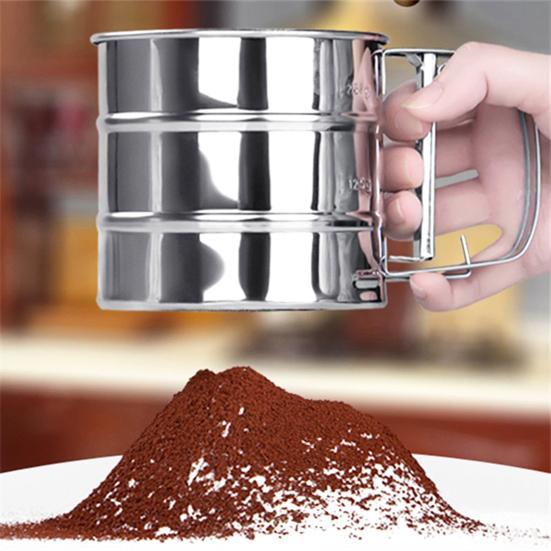 Просеиватель для муки, двухслойный мелкоячеистый порошок, сахарный шейкер, ручной сито из нержавеющей стали