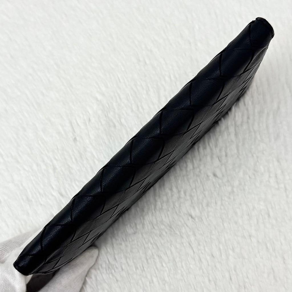 Used BOTTEGA VENETA Bottega Intrecciato Flap Long Wallet Black