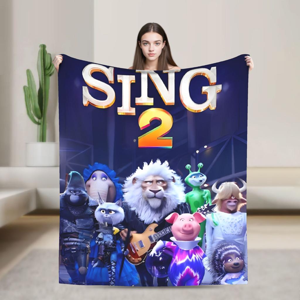 Мягкие теплые одеяла для путешествий на самолете Sing 2 Все персонажи Плед Покрывало для гостиной Забавная накидка на диван-кровать