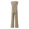 Fashion Women's Casual Sleeveless Pullover Cotton Linen Wide Leg Pants Solid Color Suit
