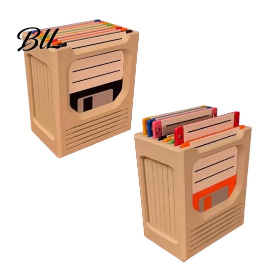 Card Coasters 1 Set Retro Tech Floppy Disk Coaster with Holder 3D Printed Card-Style Drink Easy Clean Pads Mats for Desk Home Heat-Resistant