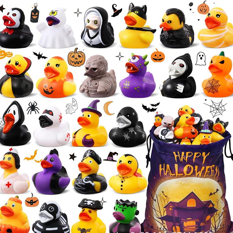 5 шт. резиновых уток на Хэллоуин оптом, утки, украшение для автомобиля, наполнитель для сумки с подарками на Хэллоуин, подарки на вечеринку, игрушки