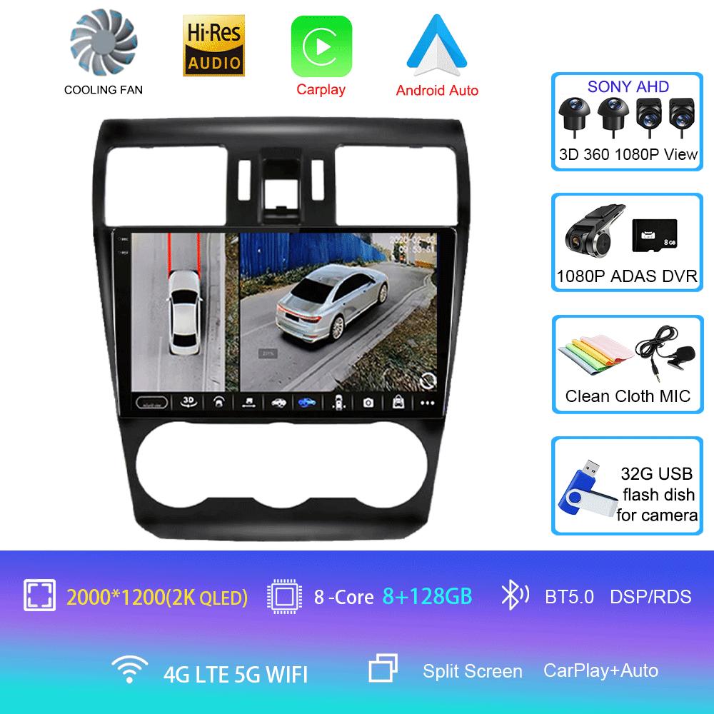 Android 14 Video Player Car Stereo Radio For Subaru Forester 4 SJ XV 2012-2015 4G Multimedia Navigation GPS Carplay 360 Camera