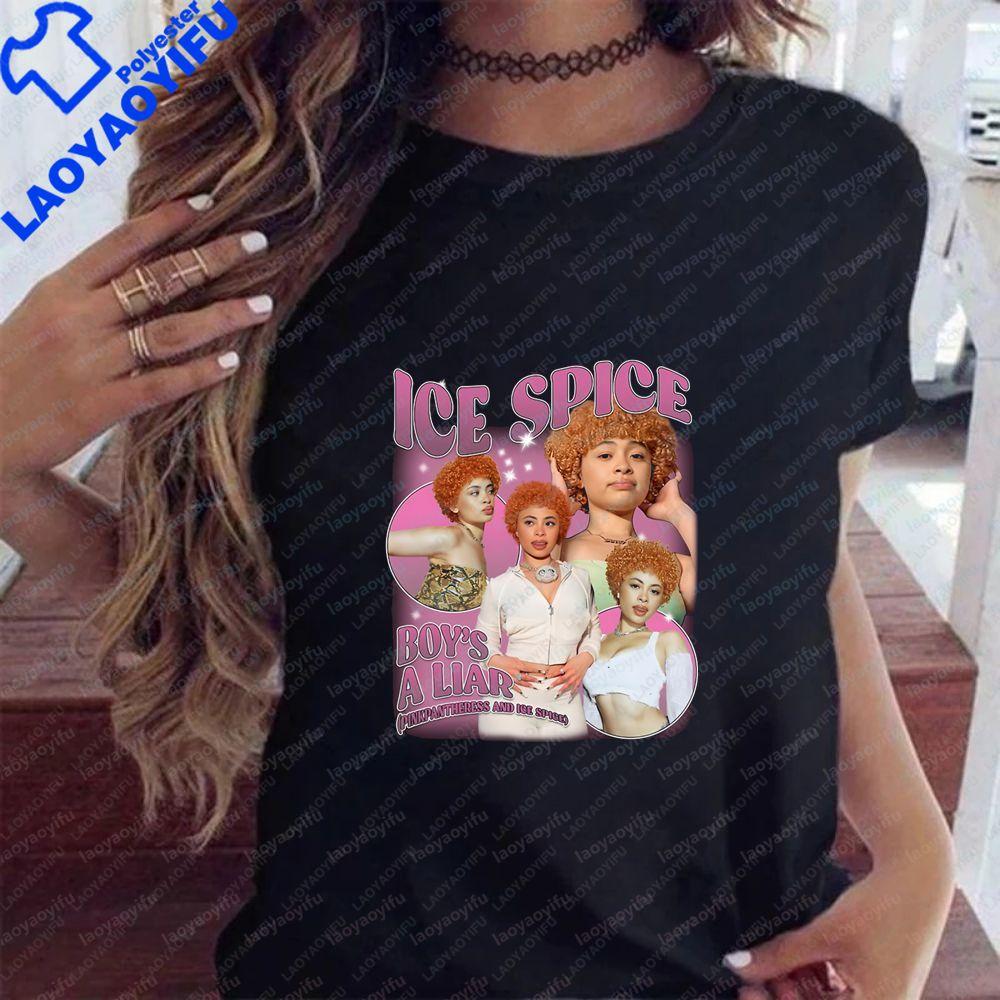 Ice Spice Summer Trend ShortSleeved Unisexs and WoUnisexs Universal Pattern LargeSized Comfortable TShirt