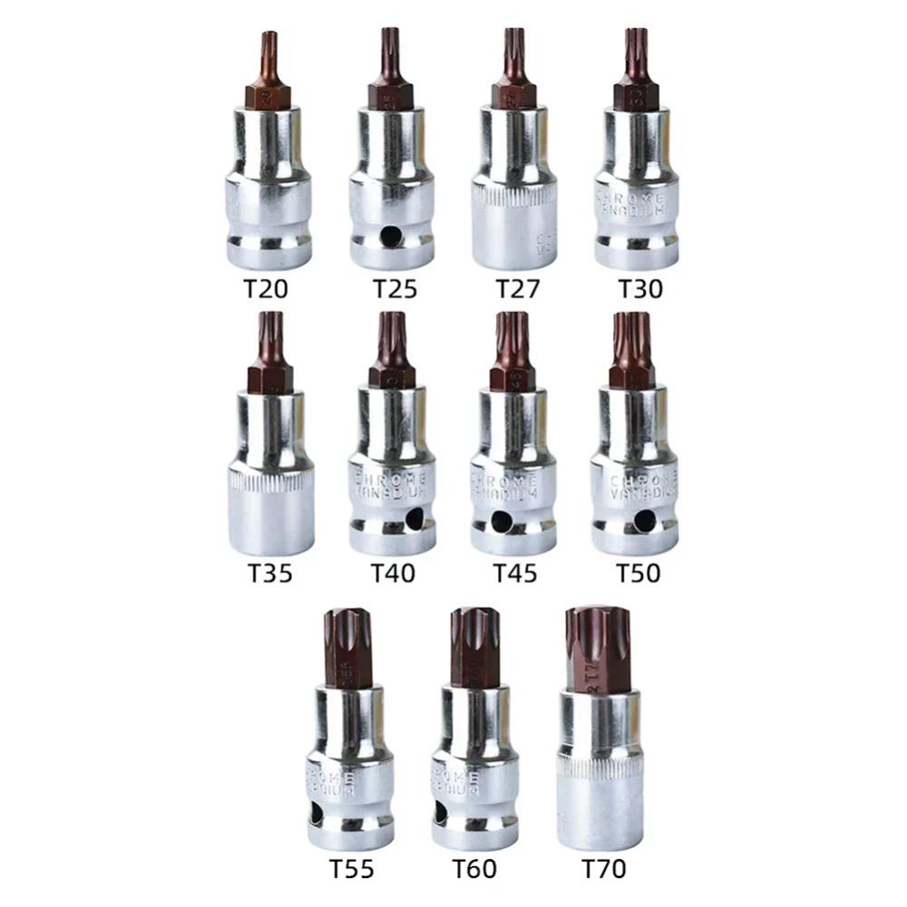 Torx Screwdriver Bit 1/2inch Socket Bits Adapter T20 T25 T30 T40 T45 T50 T55 T60 T70 Torx Socket Adapter For Ratchet Wrenches