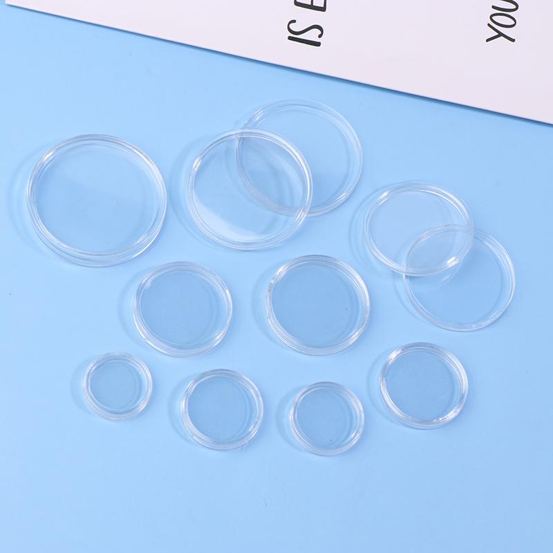 10Pcs 9Sizes 18-40Mm Clear Plastic Protector Capsules Containers Case For Token Coin Collection Transparent Holder Boxes