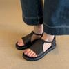 Women Open Toe Flat Sandals 2025 Summer New Retro Soft Leather Comfortable Soft Sole Versatile Women's Rome Shoes