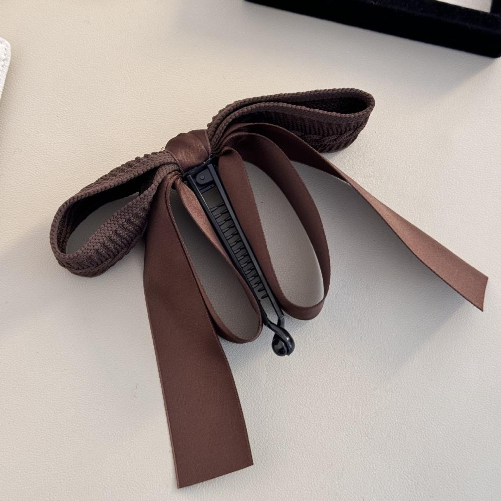 Non-Slip Knitted Bow Banana Clip Fabric Large Size Bowknot Ribbon Hair Clip Headdress Hair Accessories Hairpin Female