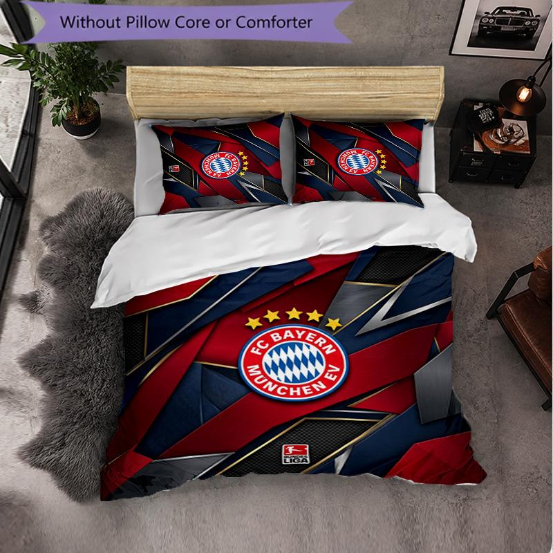 Bayern Munich Pattern 3 Pieces Bedding Set Soft Microfiber Duvet Cover with Pillow Cases for Bedroom