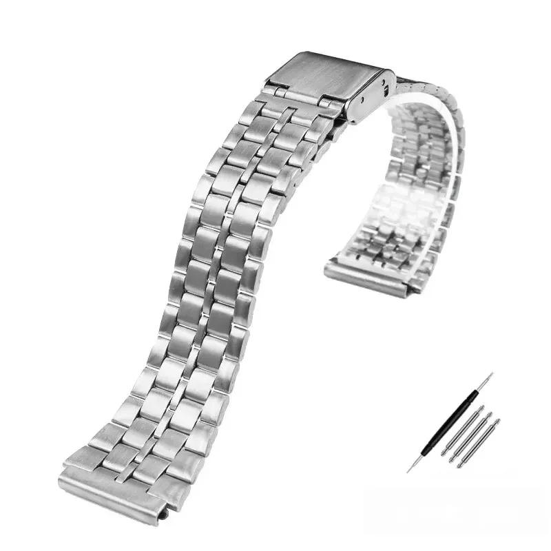 18-мм тонкий стальной ремешок для часов CASIO A158 / A159 / A168 /A169 /B650 /AQ230/ 700 Классический Маленький Квадратный Серебристый Блок Металлический Ремешок