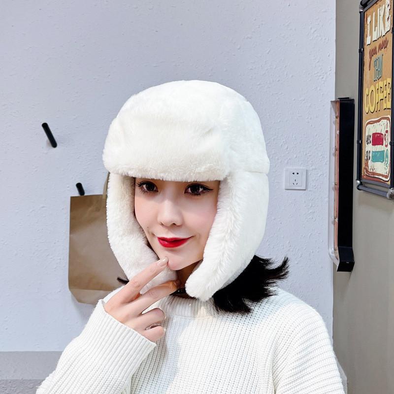 Winter Plush Imitation Rabbit-wool Hat for Women's Windproof Lei Feng Hat Korean Style Thickened Ear Protection Head Hat Cold Warm Cold Hat