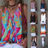 Summer Camis V-neck Metal Buckle Printed Strap Tank Top for Women Sleeveless Blouse