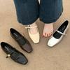 Black Single Shoes Women's 2025 New Spring and Summer Low-heeled Flat-soled Small Leather Shoes French Mary Jane Women's Shoes with Skirts