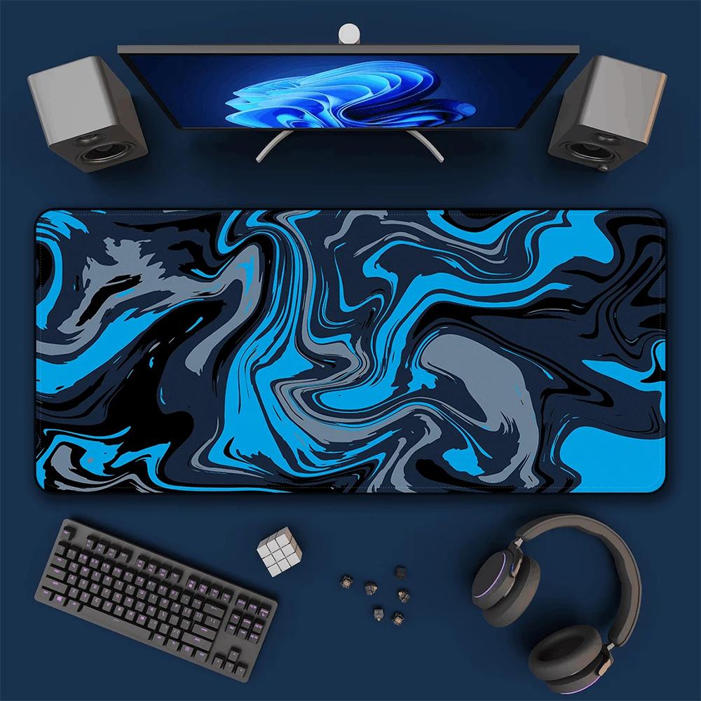 Синий Большой Игровой Коврик для Мыши XXL Strata Liquid Deskmat Нескользящий Резиновый Игровой Коврик для Мыши Компьютерные Коврики для Клавиатуры Большой Мауспад Геймер