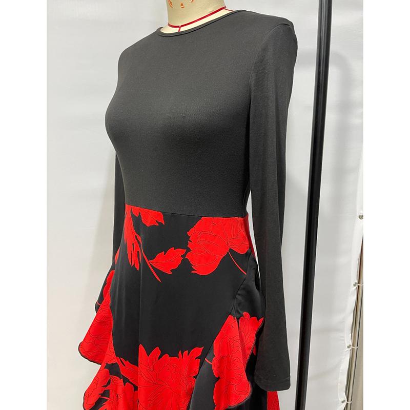 Весеннее элегантное облегающее женское повседневное платье с длинным рукавом, модное осеннее винтажное длинное платье с принтом и высокой талией, сексуальное вечернее платье А-силуэта 25943