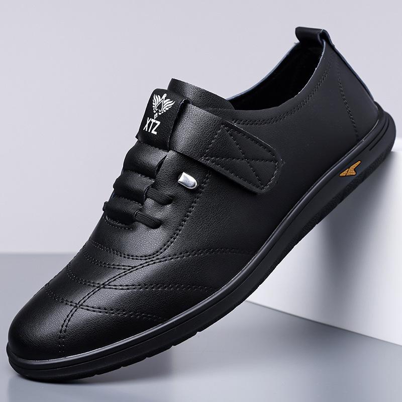 2026 Spring Autumn New Designer Shoes for Men Fashion Business Leather Casual Shoes Male Solid Color Lace Free Driving Shoe Man