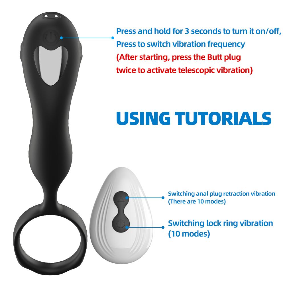 Беспроводной пульт дистанционного управления Анальная пробка Вибрирующие анальные игрушки Массажер простаты для мужчин Вагинальная мастурбация Имитация пениса Секс-игрушки