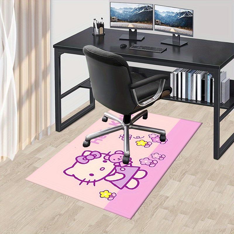 Office Rug Hello Kitty, Flowers Anti-Slip Rug, Machine Washable for Living Room, Bedroom, Office, Multiple Sizes, Bedroom Mat, Decorative Mat, Durable