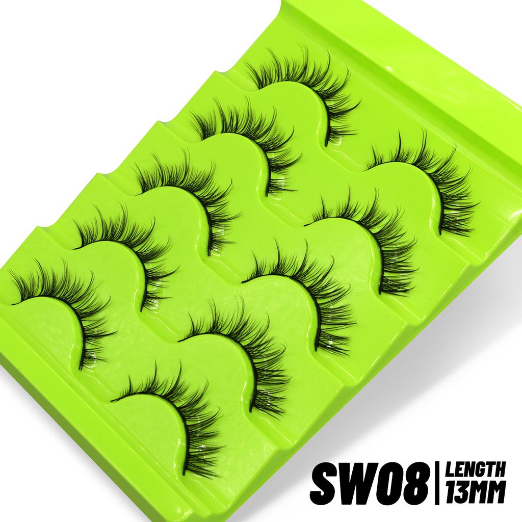 Xiaomi GROINNEYA Cat eye Lashes 5/6 pairs Clear Band Lashes Natural Look 6D Wispy Eyelashes False Lashes Eyelashs Extension