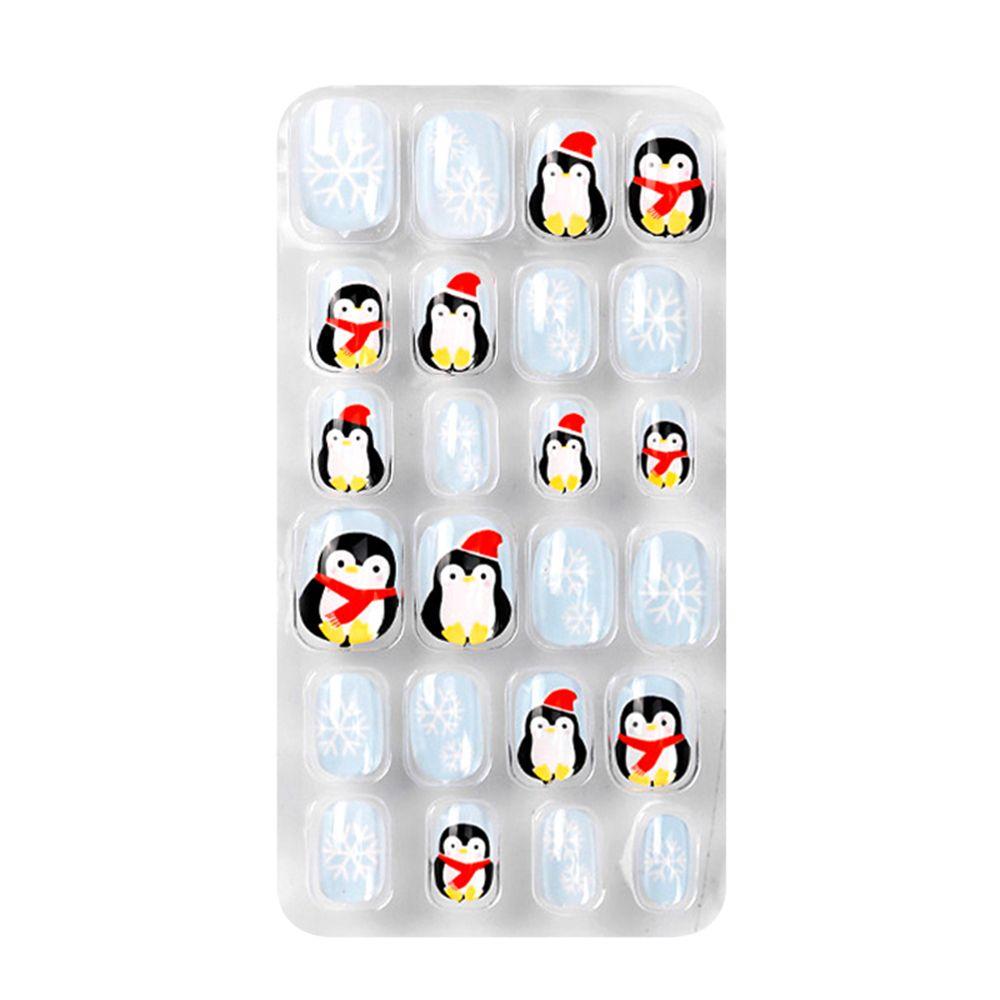 Детские рождественские накладные ногти для маникюра на Хэллоуин, детские накладные ногти с полным покрытием, самоклеящиеся