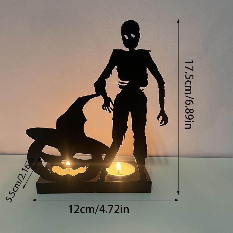 Железный художественный полый подсвечник в виде тыквы, лампа в виде тыквы, скелет, подсвечник