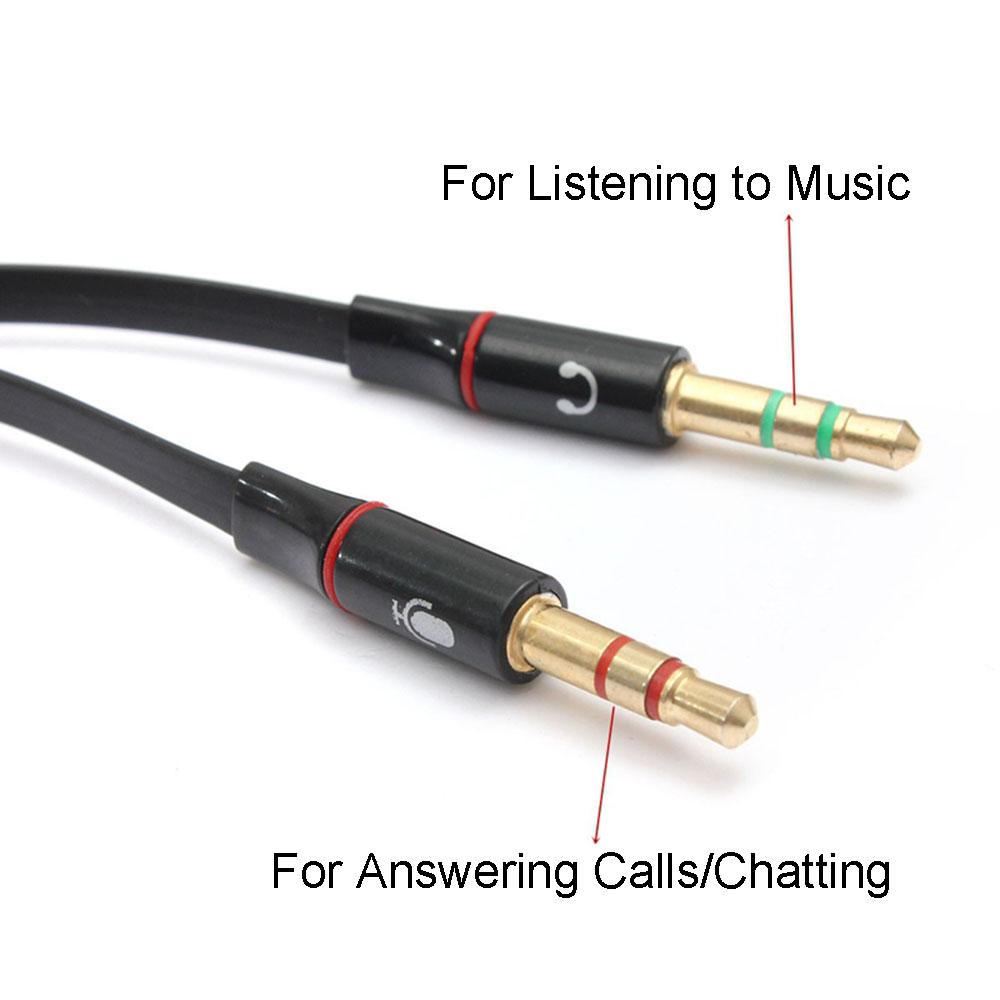 Professional Universal Earphone Microphone Splitter Audio Cable Headphone Earphone Adapter Cord