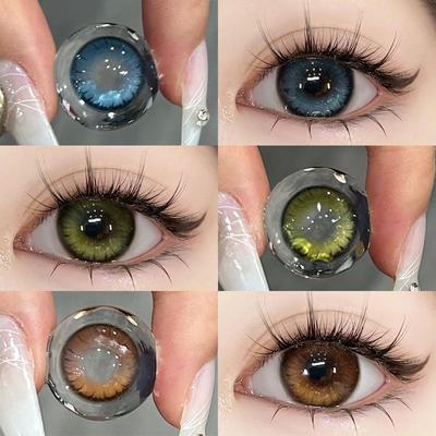 Контактные линзы MillCreek Color Night Magics Series 2 шт., коричневые, синие, зеленые, 14,5 мм, большой диаметр, близорукость, мягкие, удобные, для косплея, на Рождество, Хэллоуин