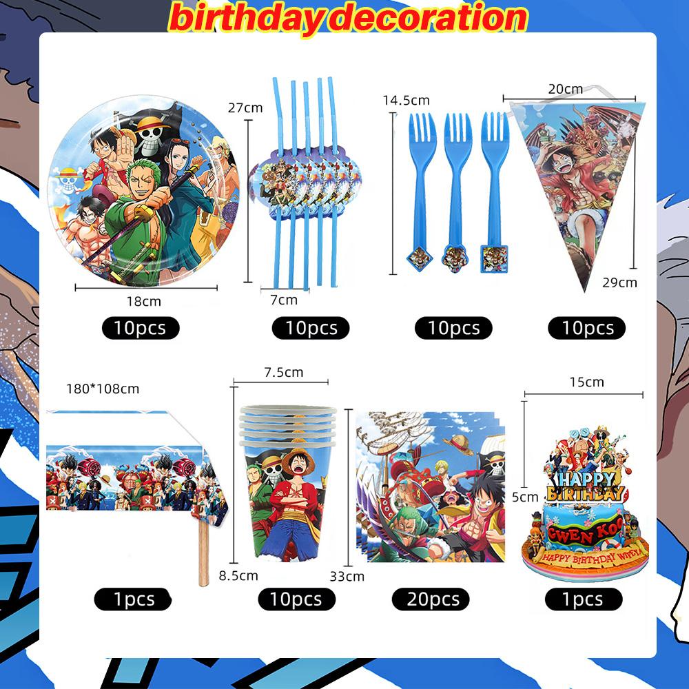 Декор для дня рождения One Piece Воздушные шары Луффи Зоро Одноразовые тарелки для вечеринки Баннер Мешки для подарков Мальчики Принадлежности для детского душа Круглые Сенсорные Сжимаемые Прыгающие