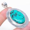 Santa Rosa Turquoise Gemstone 925 Sterling Silver Jewelry Pendant 2.36"