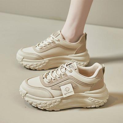 Папины кроссовки детские новые весенние на платформе повседневные универсальные легкие женские туфли кожа круглый носок