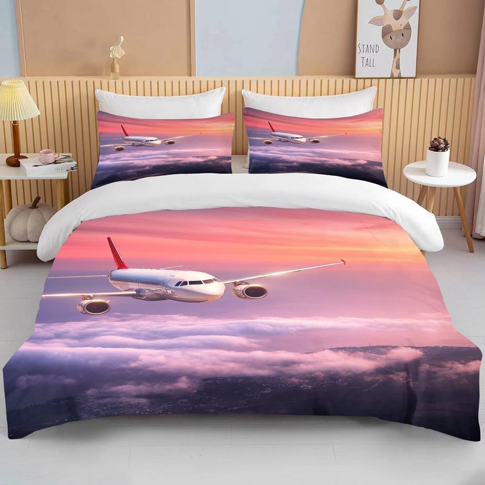 Fashion 3D Printed Airplane Plane Bedding Set Cartoon Duvet Covers With Pillowcases Soft Bedclothes Custom Bed Linen Drop Ship