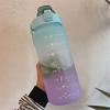 2L Sports Straw Water Bottle With Stickers Portable Large Capacity Fitness Bike Cup Summer Ice Cold Water Jug With Time Marker