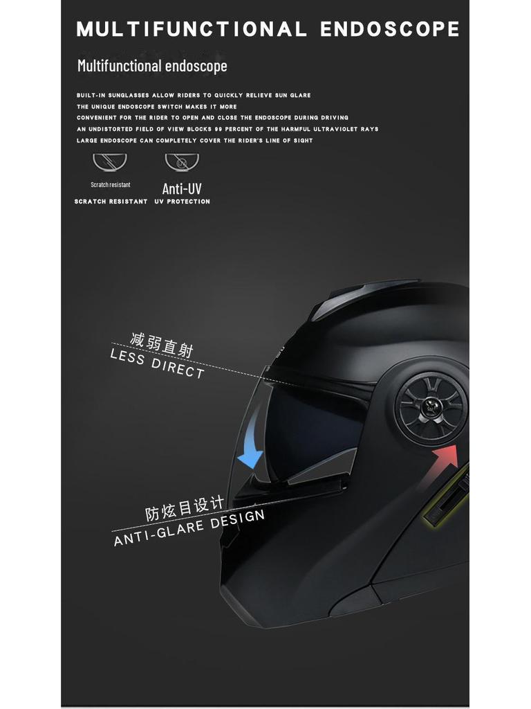 ORZ Double Lens Flip-Up Electric Car Helmet - Anti-Fog, Unisex, Four Seasons, Semi-Motorcycle