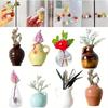 5Pcs (no Plant) Mini Ceramics Vases Magnets Strong Magnetic Hold Buds Vases Magnets for Fridge Decoration and Office Use