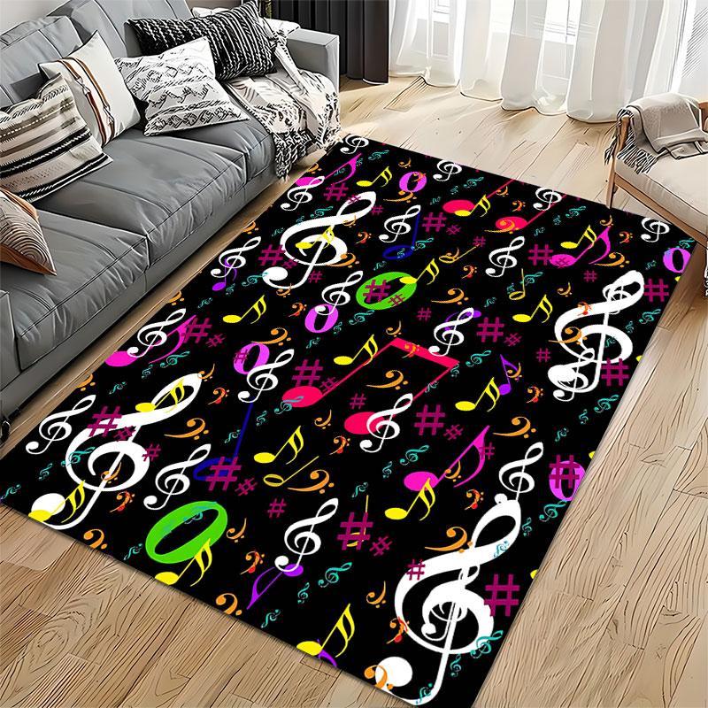 Colorful Music Note Pattern Carpet suitable as a non-slip mat for the living room or bedroom sofa