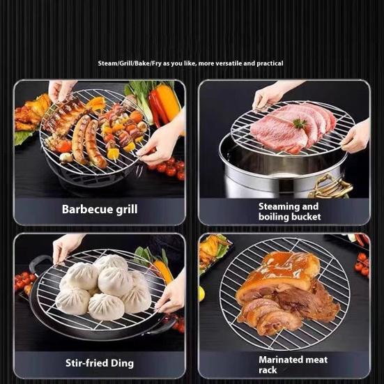 Круглая решетка для гриля из нержавеющей стали, очень толстая, запасная кулинарная решетка для угольного гриля, костра, равномерное распределение тепла, аксессуар для уличного гриля