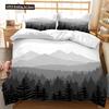 Комплект пододеяльника 3D Горный лес Тема зимней снежной горы Размер кинг-сайз/европейский кинг-сайз Чехол для одеяла для детей-подростков Полиэстеровый комплект постельного белья