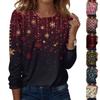 Women's Fashion Casual H Printed V-Neck Long Sleeve Decorative Button T-Shirt Tops