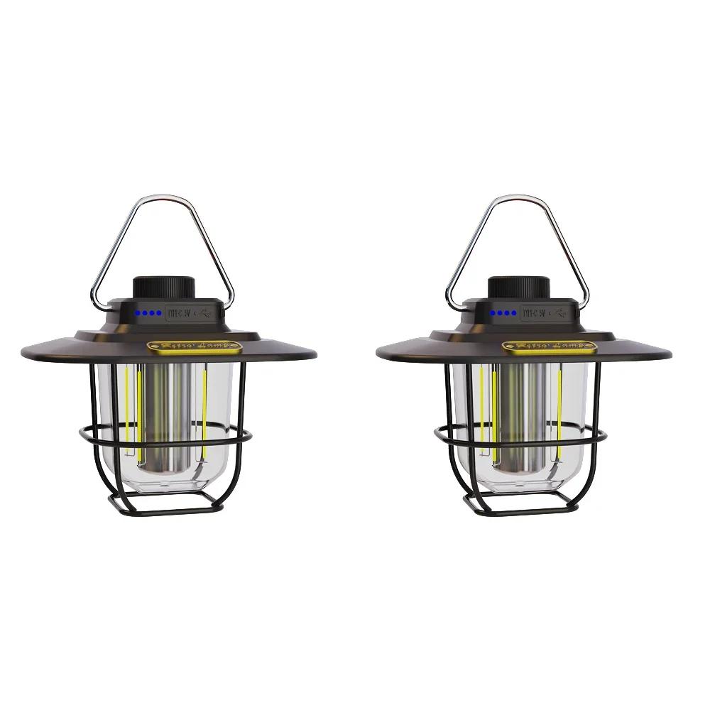 Retro Camping Light Portable Camping Lantern 4500mAh Outdoor Hanging Tent Light for Hiking Climbing Emergency Light Power Bank