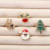 Elk Christmas Ring Set Dripping Oil Xmas Jewelry Ornaments Creative Enamel Santa Claus Ring Friend