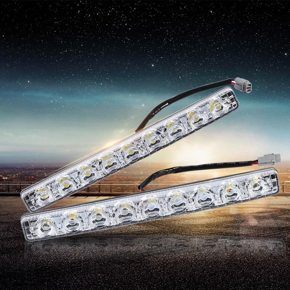 2Pcs 9-LED Car Fog Lights White Color Driving Lamps Energy-Efficient LED Strip Lights Daytime Use