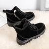 Зимние сапоги, женские ботильоны, теплая зимняя женская обувь из полиуретана, кроссовки на плоской подошве, женская обувь на шнуровке, женские короткие зимние сапоги
