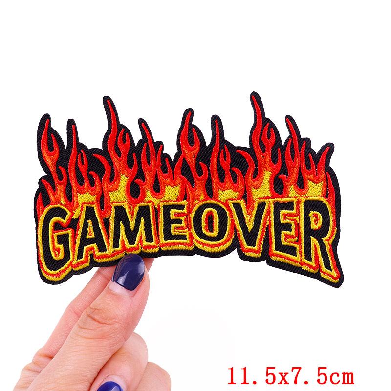 Нашивка 'Game Over' Наклейка-нашивка для одежды Панк / Хоррор Вышитые нашивки на одежду Нашивка-наклейка 'Хоррор Скелет'