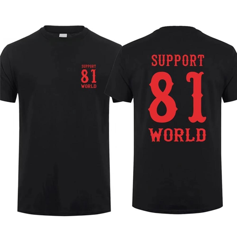 2025 Новая футболка Support 81 - Оверсайз Графический Уличный Топ Братство Винтаж Унисекс Повседневная Футболка S-4XL