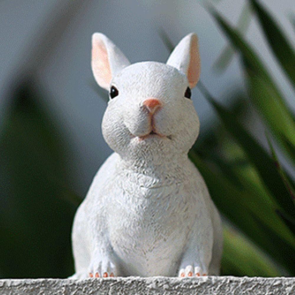 Поделки из смолы Пасхальный Белый Кролик Скульптура Садовый Ландшафт Статуя Кролика Украшение для Дома