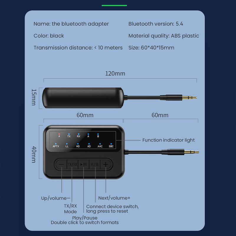 AptX Bluetooth аудио передатчик приемник 3.5MM AUX aptX-Adaptive AD/HD/LL AAC HiFi многоточечный беспроводной адаптер для ТВ ПК автомобиля