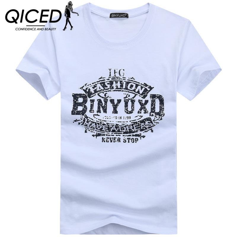 QICED Summer Short-sleeved T-shirt Men's O-neck Trend Bottom Shirt
