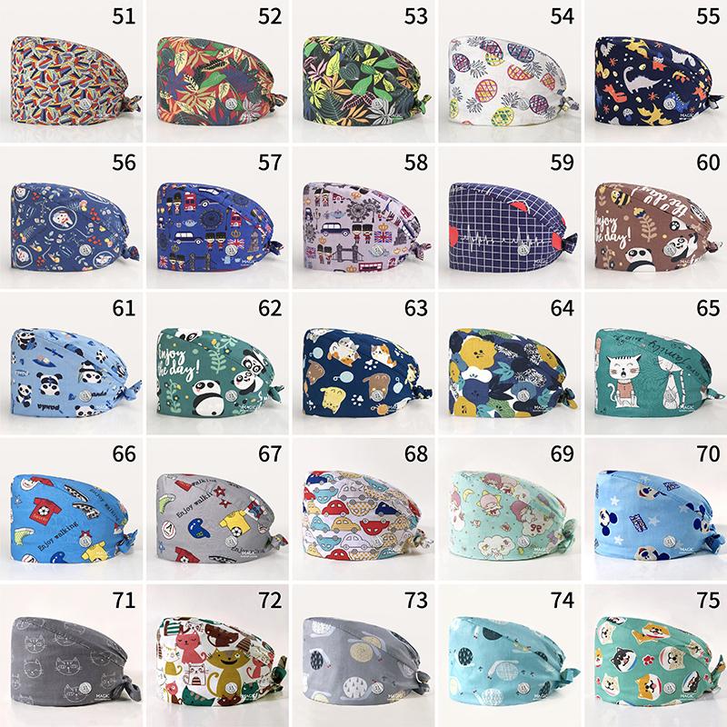 99 стилей эластичная шапка медсестры хирургическая шапка хлопковая маслостойкая пылезащитная регулируемая начес с принтом