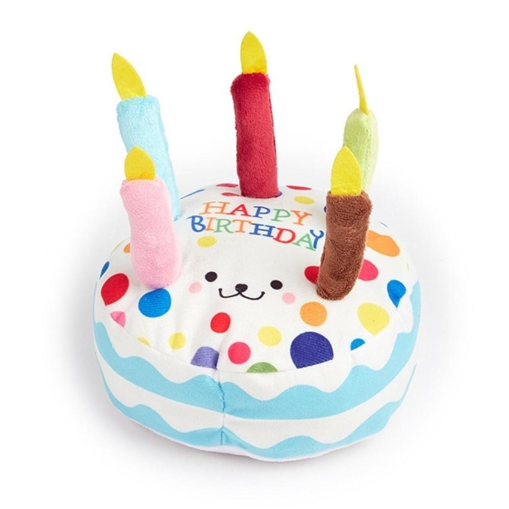 New Birthday Cake Dog Toys Bite Resistant 16cm Gnaw Toys Interactive Puppy Teething Stuffed Cake Doll Pet Supplies